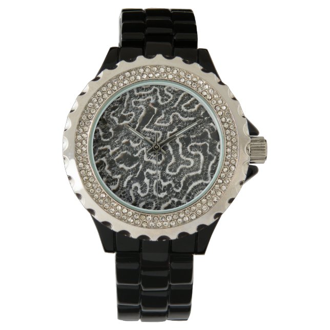 Black and White Coral II Abstract Nature Photo Watch (Front)
