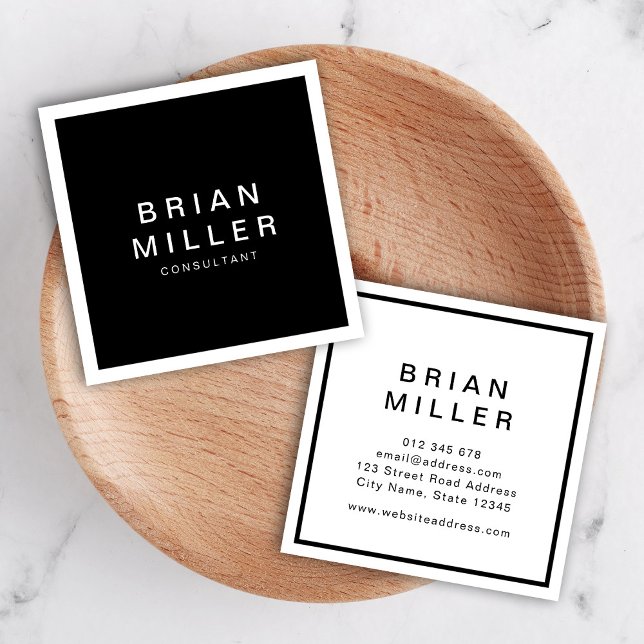 Black and White Corporate Modern Professional Square Business Card (Creator Uploaded)