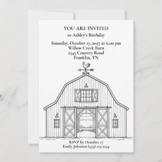 Black and White Country Birthday Invitation