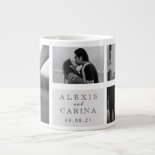 Black and White Couple Photo Wedding Large Coffee Mug