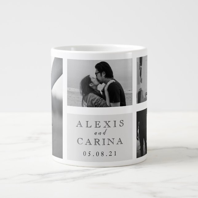 Black and White Couple Photo Wedding Large Coffee Mug (Front)