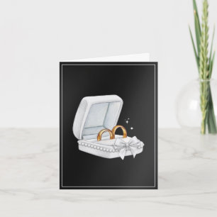 Black and white couple ring wedding card