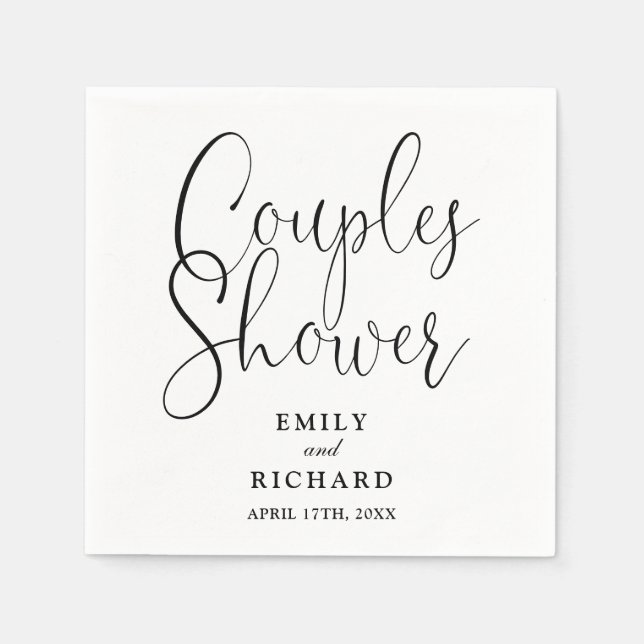 Black And White Couples Bridal Wedding Shower Napkin (Front)