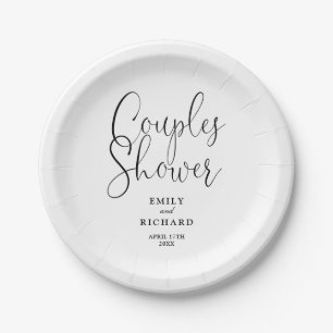Black And White Couples Bridal Wedding Shower Paper Plate