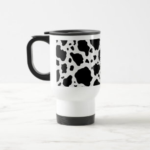 Black and White Cow Animal Pattern Print Travel Mug
