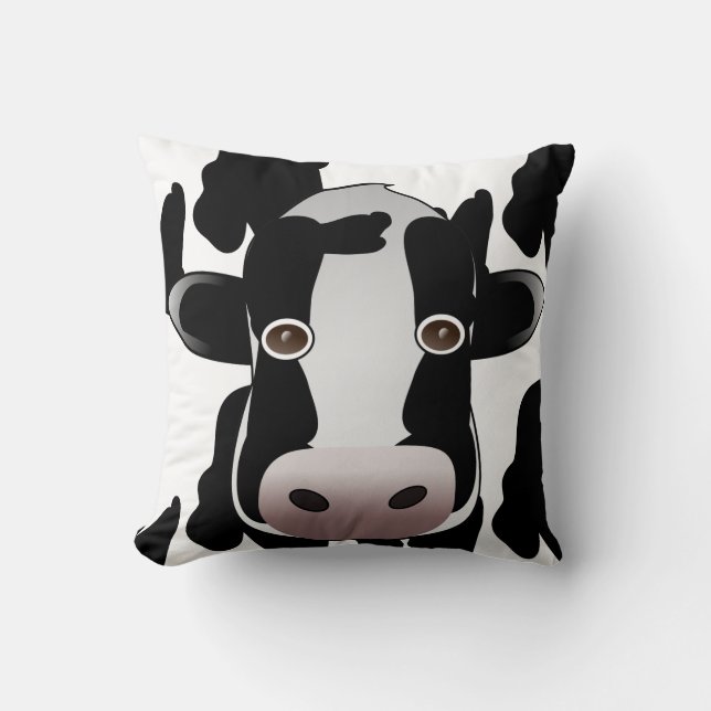 Black and White Cow Animal Print Cushion (Front)