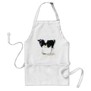 black and white cow apron