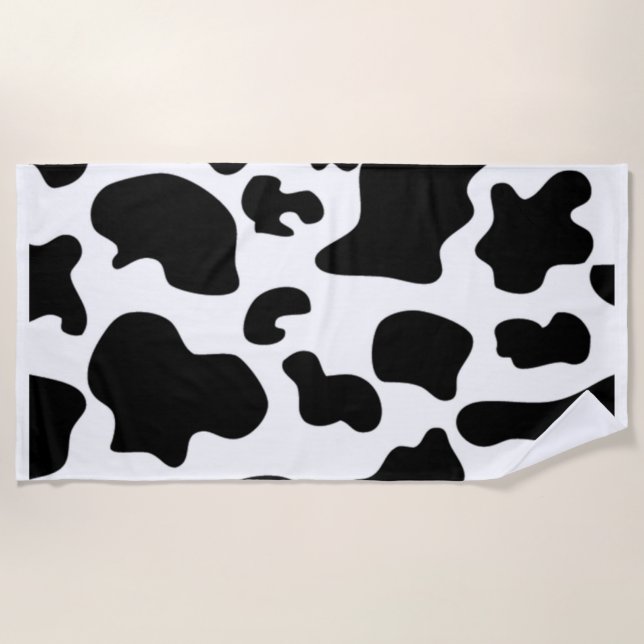 Black and White Cow Beach Towel (Front)