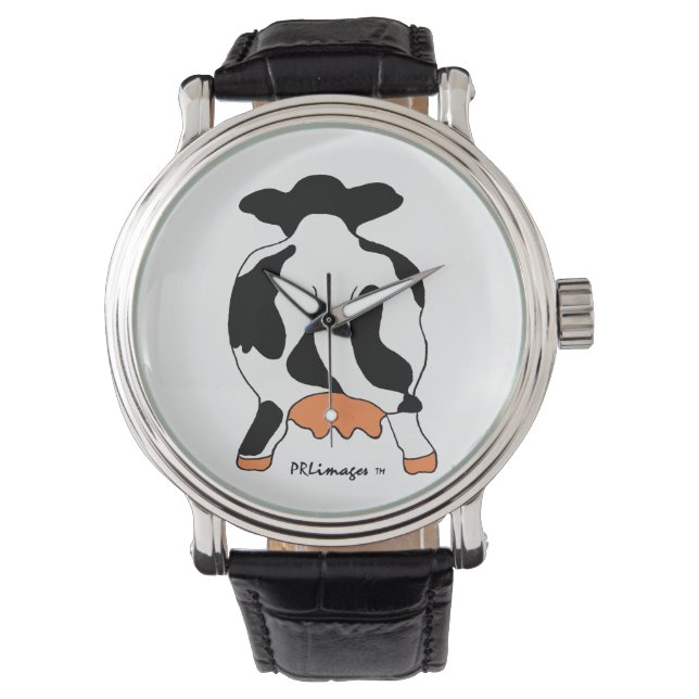 Black and White Cow Behind Watch (Front)