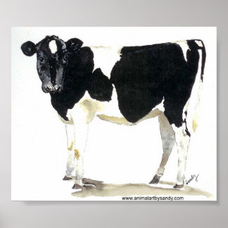 black and white cow canvas poster