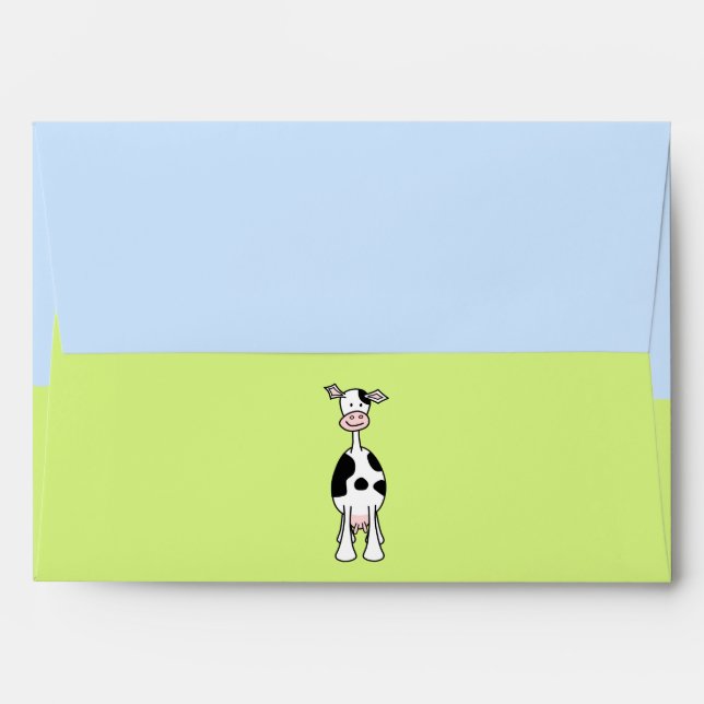 Black and White Cow Cartoon, Cute Animal Envelopes (Back (Top Flap))