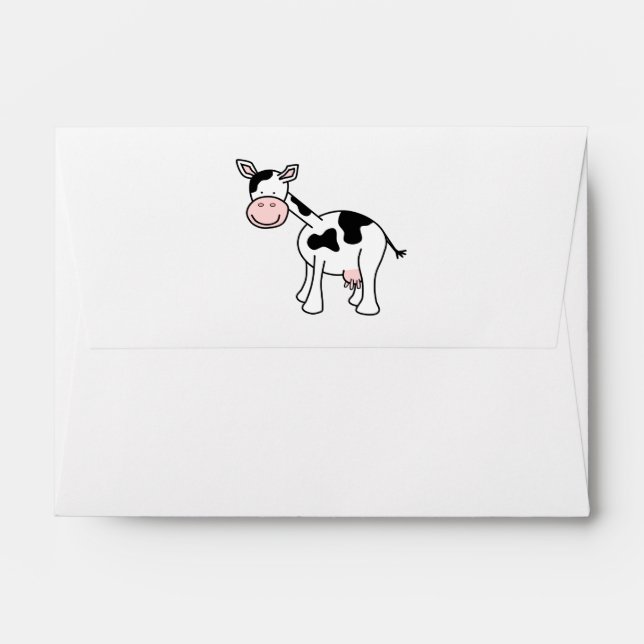 Black and White Cow Cartoon. Envelope (Back (Top Flap))