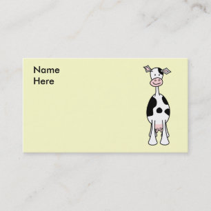 Black and White Cow Cartoon. Front. Business Card