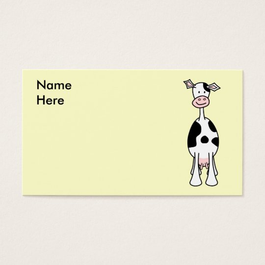 Black and White Cow Cartoon. Front. Business Card