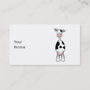 Black and White Cow Cartoon. Front. Business Card