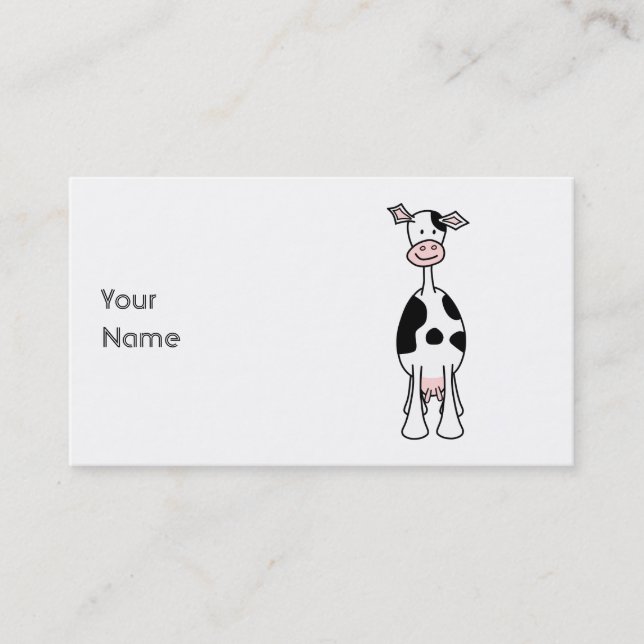 Black and White Cow Cartoon. Front. Business Card (Front)