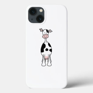 Black and White Cow Cartoon. Front. iPhone 13 Case