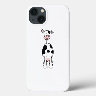 Black and White Cow Cartoon. Front. iPhone 13 Case
