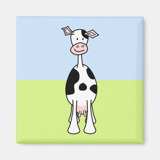 Black and White Cow Cartoon. Front. Magnet (Front)