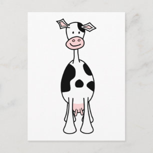 Black and White Cow Cartoon. Front. Postcard