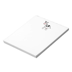 Black and White Cow Cartoon. Notepad
