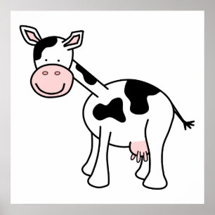 Black and White Cow Cartoon. Poster