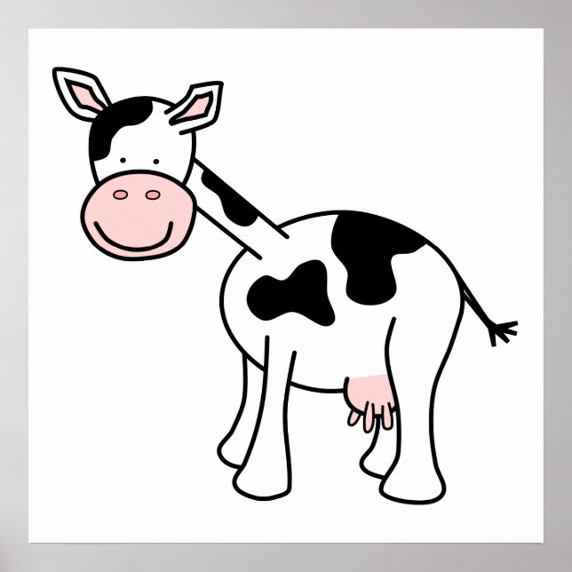 Black and White Cow Cartoon. Poster (Front)