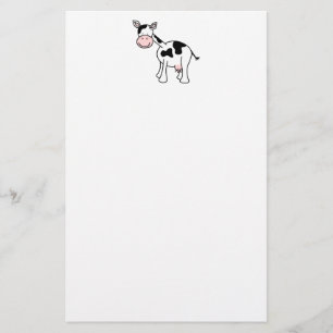Black and White Cow Cartoon. Stationery