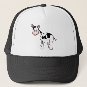 Black and White Cow Cartoon. Trucker Hat