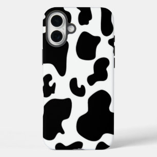 Black and White Cow iPhone 16 Plus Case