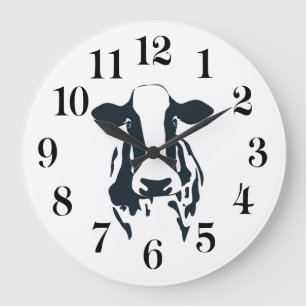 Black and White Cow Clock