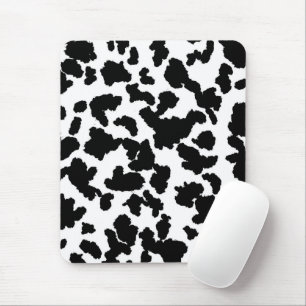 Black And White Cow Hide Fur Pattern Mouse Mat