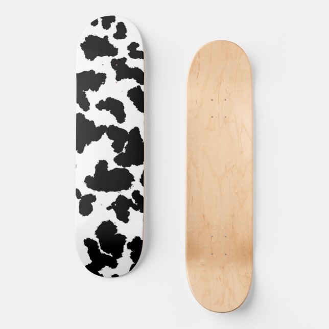 Black And White Cow Hide Fur Pattern  Skateboard (Front)