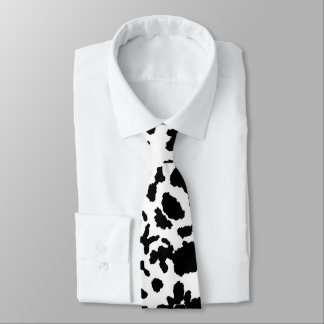 Black And White Cow Hide Fur Pattern Tie