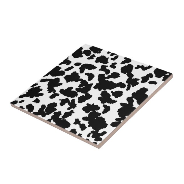 Black And White Cow Hide Fur Pattern Tile (Side)