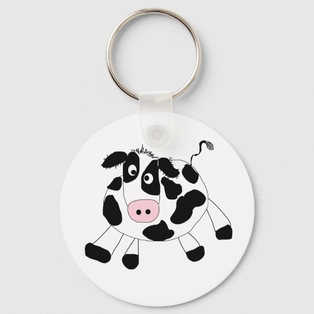 Black and White Cow Key Ring (Front)