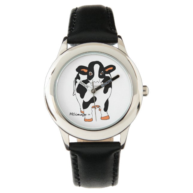 Black and White Cow Kid's Watch (Front)