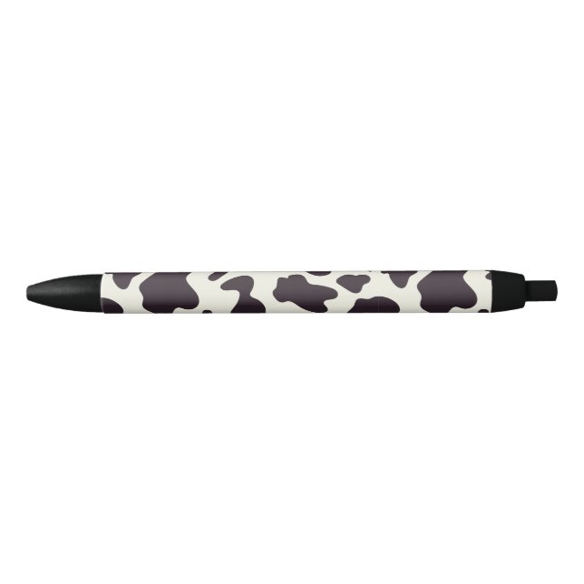 Black and White Cow Pattern Print Black Ink Pen (Front)