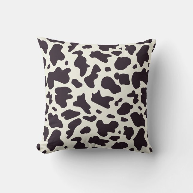 Black and White Cow Pattern Print Cushion (Front)