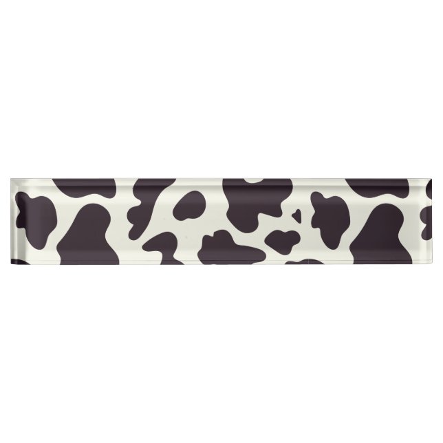Black and White Cow Pattern Print Nameplate (Front)