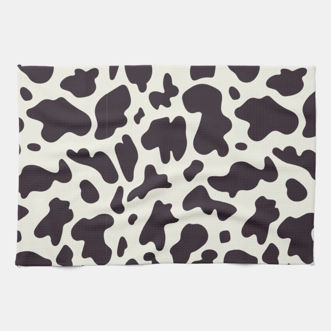 Black and White Cow Pattern Print Shower Curtain Tea Towel (Horizontal)