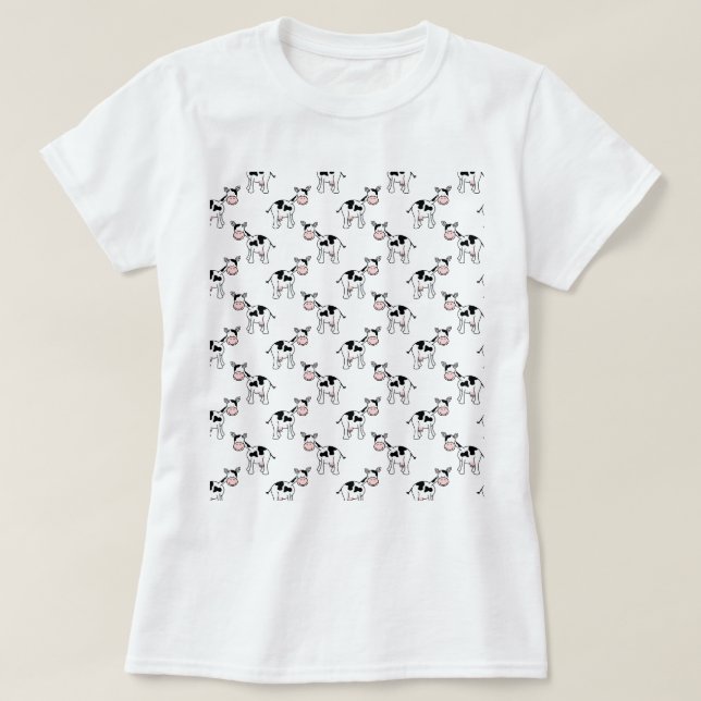 Black and White Cow Pattern. T-Shirt (Design Front)