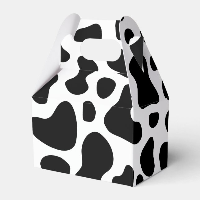 Black and White Cow Print Birthday Favour Box (Front Side)
