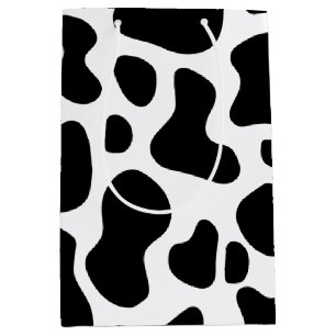 Black and White Cow Print Birthday Medium Gift Bag