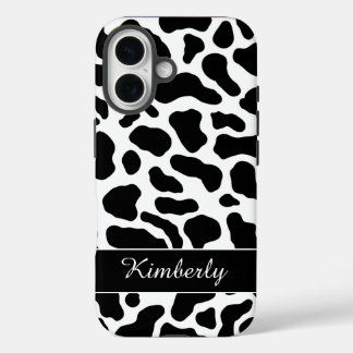 Black and White Cow Print  iPhone 16 Case