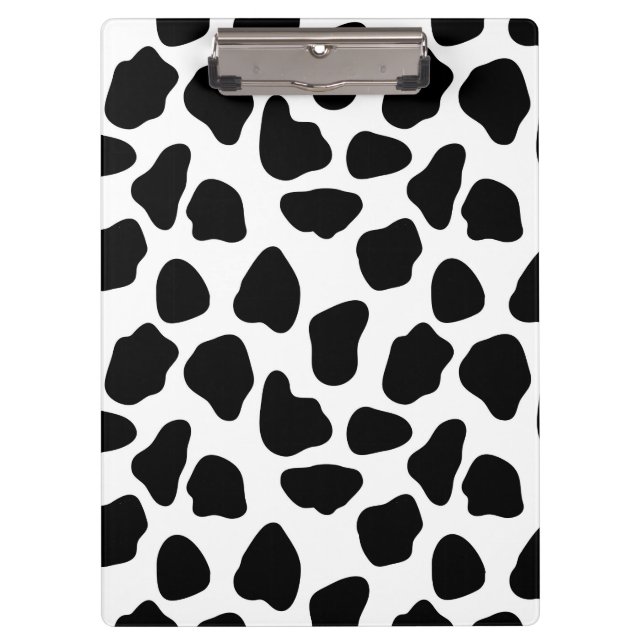 Black And White Cow Print Clipboard (Front)
