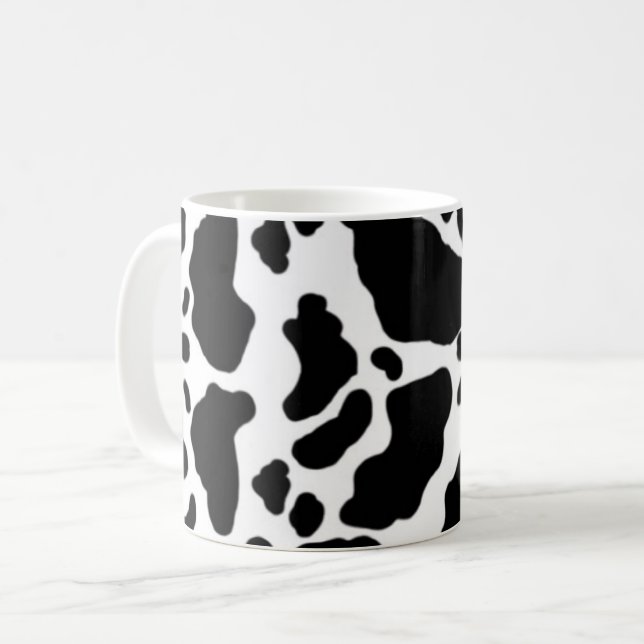 Black and White Cow Print Coffee Mug (Front Left)
