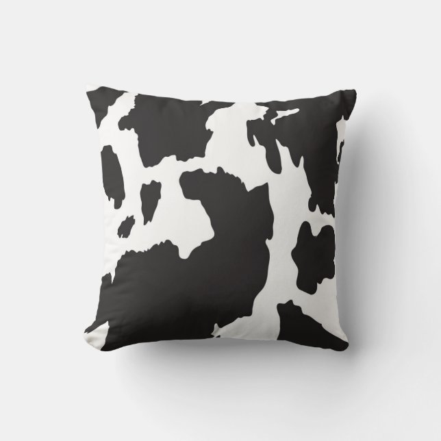 Black and White Cow Print Cushion (Front)