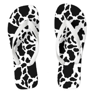 Black and White Cow Print Flip Flops