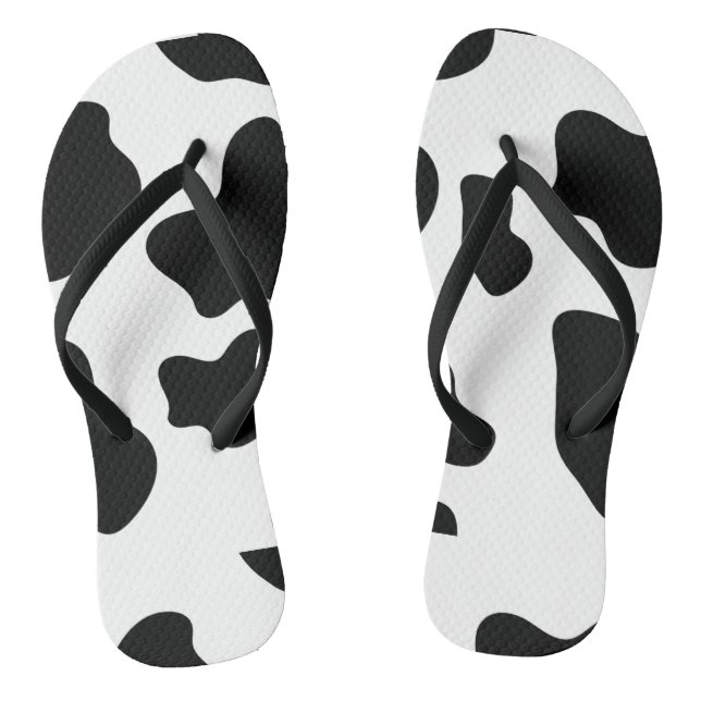 Black and white Cow Print Flip Flops (Footbed)